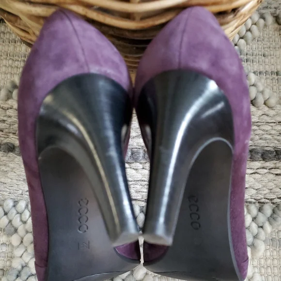 ECCO Alicante Shootie Dress Booties Purple Suede Heel Slip-On Women’s 10-10.5/41 - Picture 11 of 13